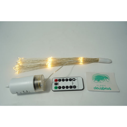 Instalatie Craciun Tip Artificii Fireworks, 180 LED-uri Alb Cald, Telecomanda cu 8 Functii, Fir Cupru Flexibil, Alimentare Baterii, Rezistenta la Apa IP44, Utilizare Interior si Exterior