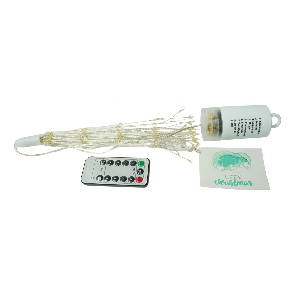Instalatie Craciun Tip Artificii Fireworks, 200 LED-uri cu Telecomanda 8 Functii, Incarcare Solara, Fir Cupru Flexibil pentru Interior si Exterior, Alb Cald