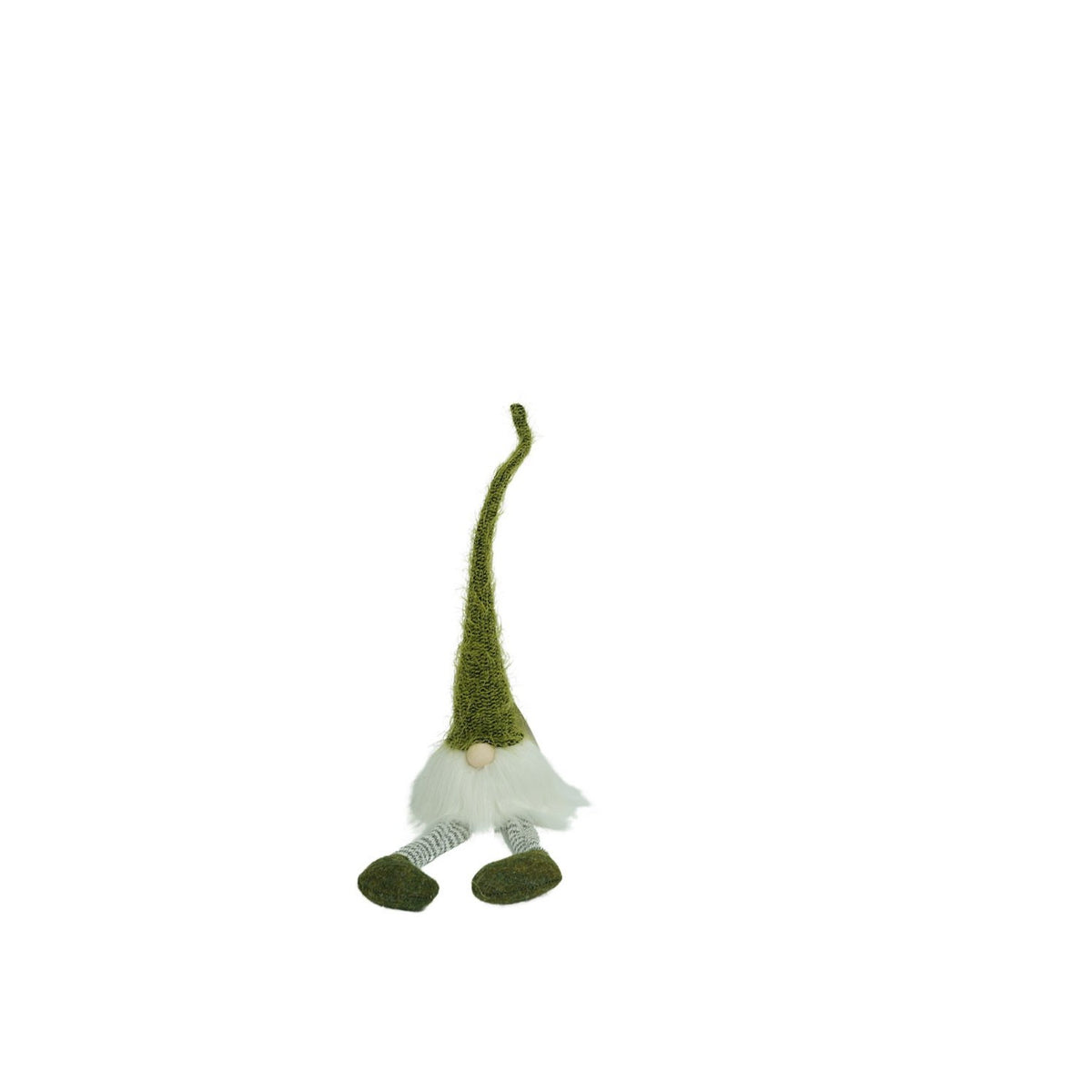Gnom de Craciun Decorativ, Figurina Spiridus Scandinav Norocos, Material Textil Moale, Verde si Alb, 52 cm