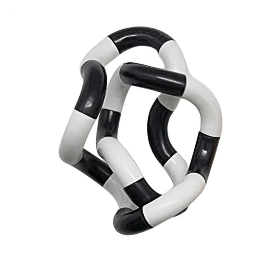 Jucarie Senzoriala Antistres Fidget Twist, Miscari Infinite De Decompresie, Plastic, Alb/Negru