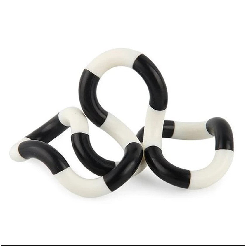 Jucarie Senzoriala Antistres Fidget Twist, Miscari Infinite De Decompresie, Plastic, Alb/Negru