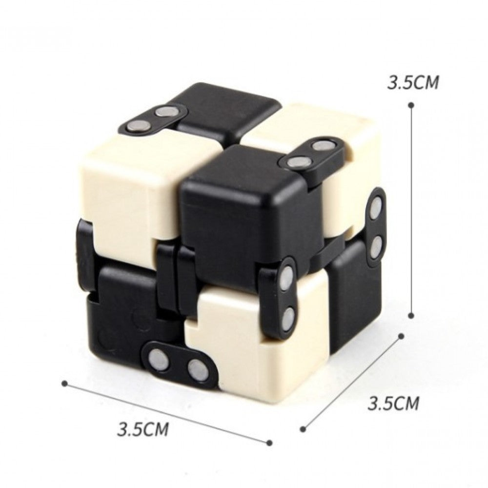 Cub Antistres Infinity Magic Cube, Fidget Toy, Plastic, Alb/Negru, 4x4x4 cm