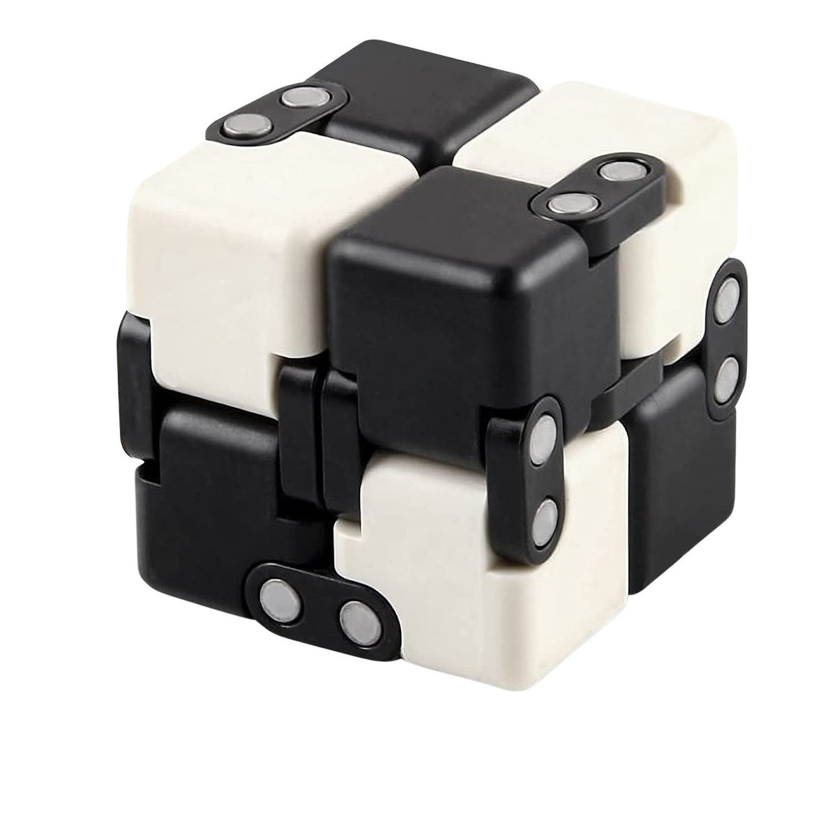 Cub Antistres Infinity Magic Cube, Fidget Toy, Plastic, Alb/Negru, 4x4x4 cm