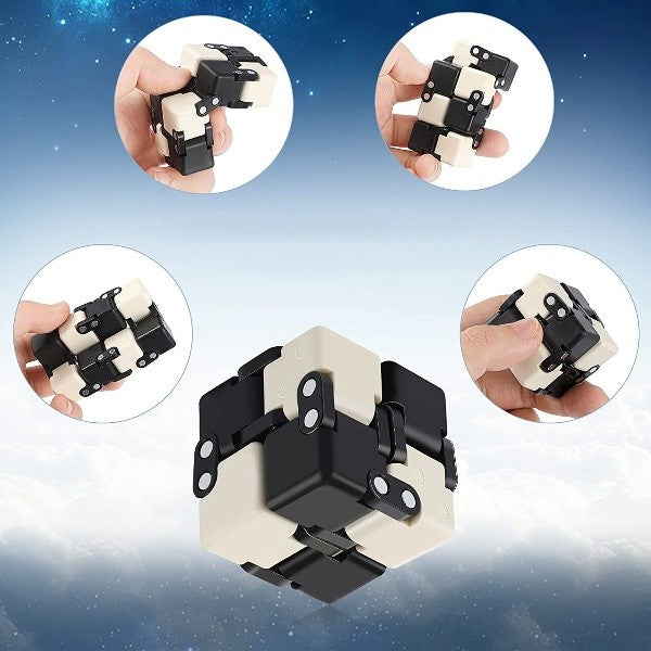 Cub Antistres Infinity Magic Cube, Fidget Toy, Plastic, Alb/Negru, 4x4x4 cm