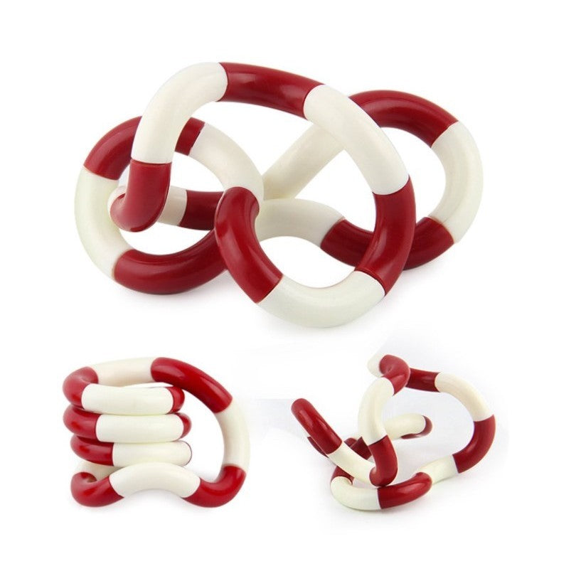 Jucarie Senzoriala Antistres, Fidget Twist Cu Miscari Infinite De Decompresie, Plastic, Alb/Rosu