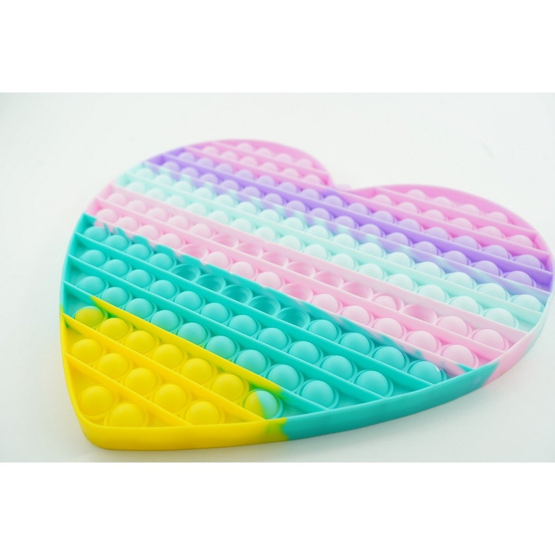 Jucarie Antistres Pop It Now, Inima Uriasa, Senzoriala, Silicon Flexibil, Model 2, Multicolor, 20 cm
