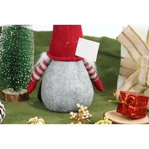 Gnom de Craciun, Ornament Spiridus Scandinav Decorativ cu Palarie Lunga, Figurina Textila Moale pentru Sezut, Rosu si Gri, 31 cm
