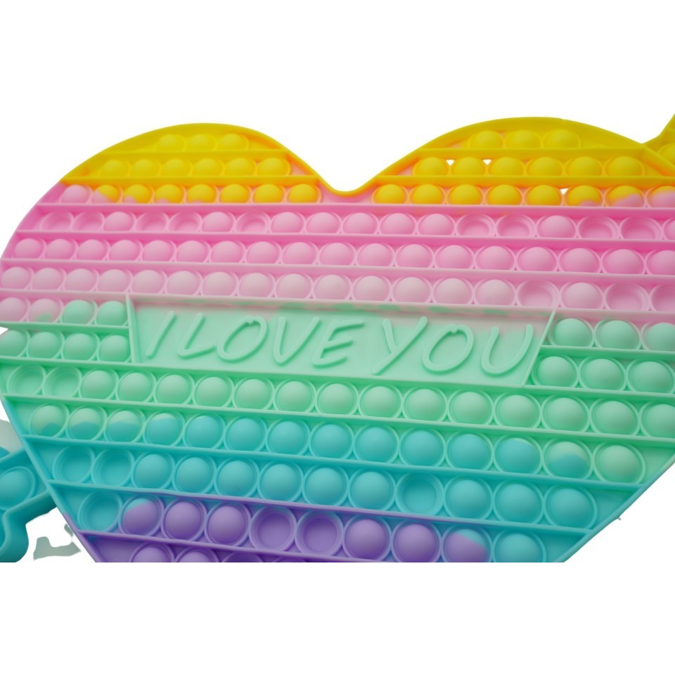 Jucarie Antistres Pop It Now, Inima Uriasa Senzoriala pentru Concentrare, Silicon Moale Rezistent, Multicolor, Model 3