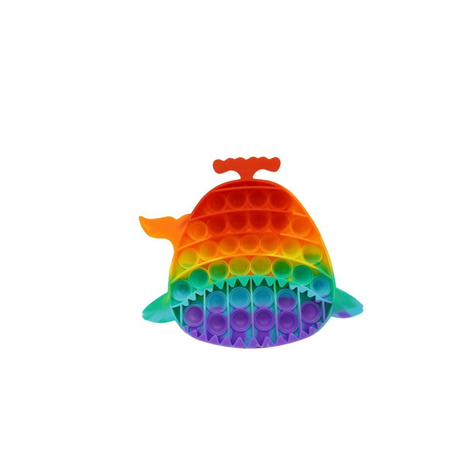 Jucarie Antistres Pop It Now, Rechin Senzorial pentru Relaxare si Concentrare, Silicon Durabil, 19 cm, Multicolor