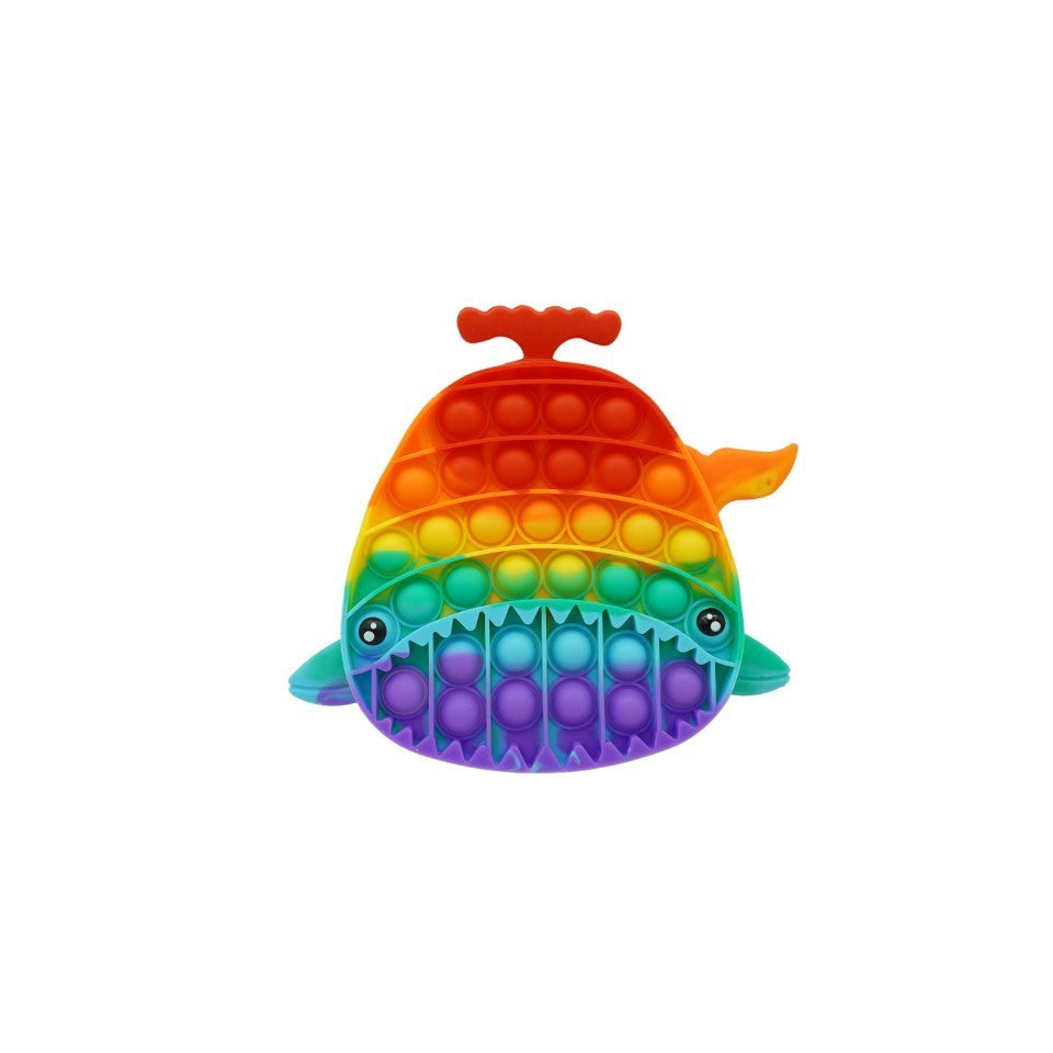 Jucarie Antistres Pop It Now, Rechin Senzorial pentru Relaxare si Concentrare, Silicon Durabil, 19 cm, Multicolor