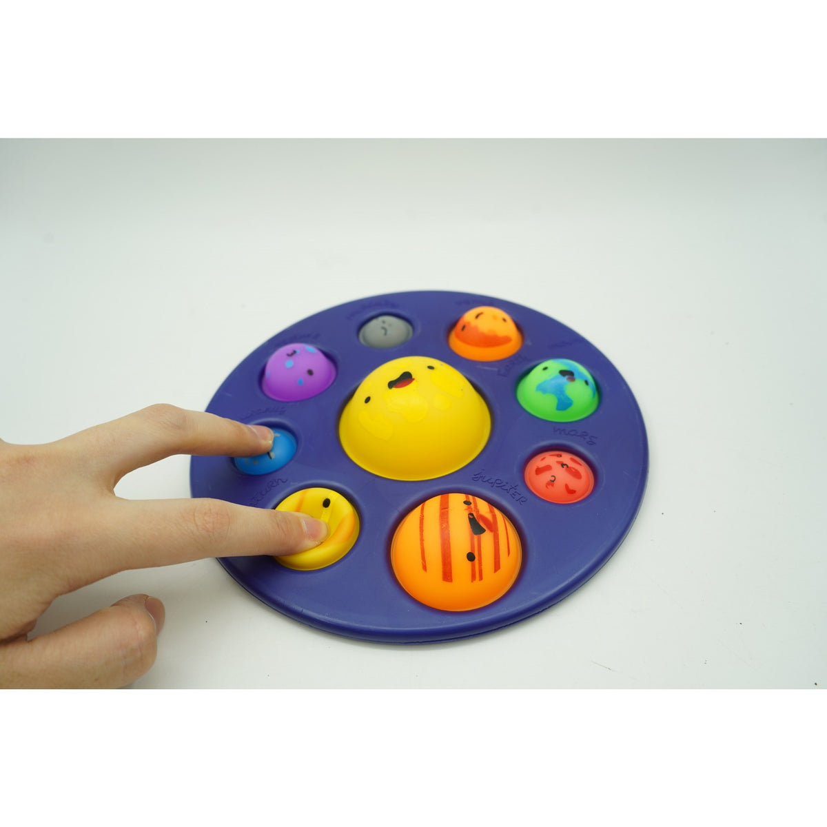 Jucarie Senzoriala Dimple Fidget Toy, Planetariu, Silicone, Albastru, 18x18 cm