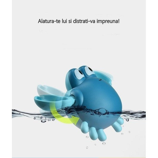 Jucarie De Baie Pentru Copii, Crab Interactiv Cu Mecanism De Înot, Plastic, Albastru