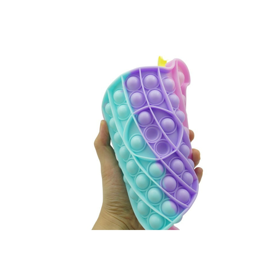 Jucarie Antistres Pop It Now And Flip It, Delfin Dublu XXL Senzorial, Silicon Moale, 30 cm, Multicolor