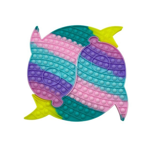 Jucarie Antistres Pop It Now And Flip It, Delfin Dublu XXL Senzorial, Silicon Moale, 30 cm, Multicolor