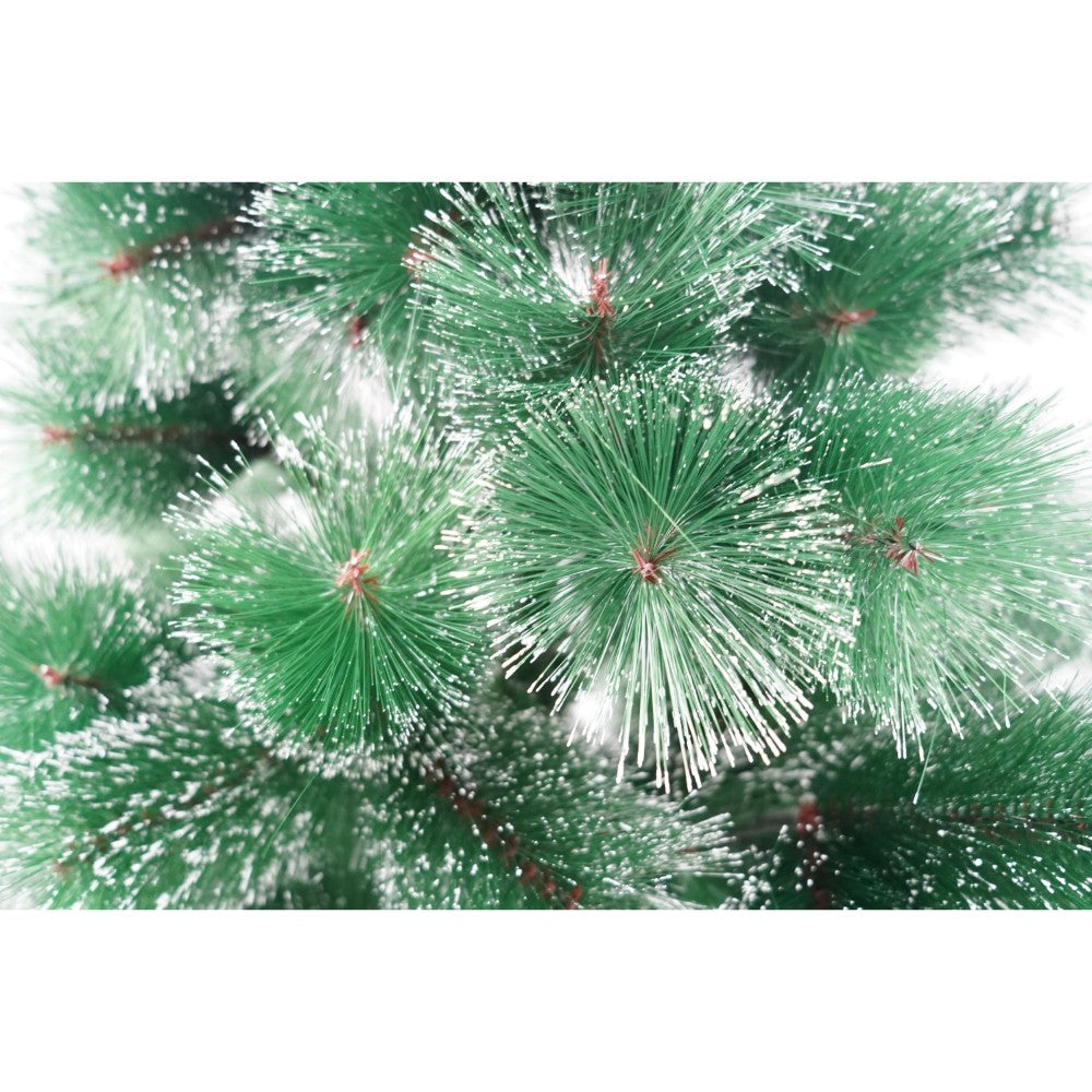 Brad Artificial de Craciun Tip Pin Nins, Ace 2D si Efect de Zapada, Material PVC, Suport Metalic Inclus, Inaltime 210 cm, Verde