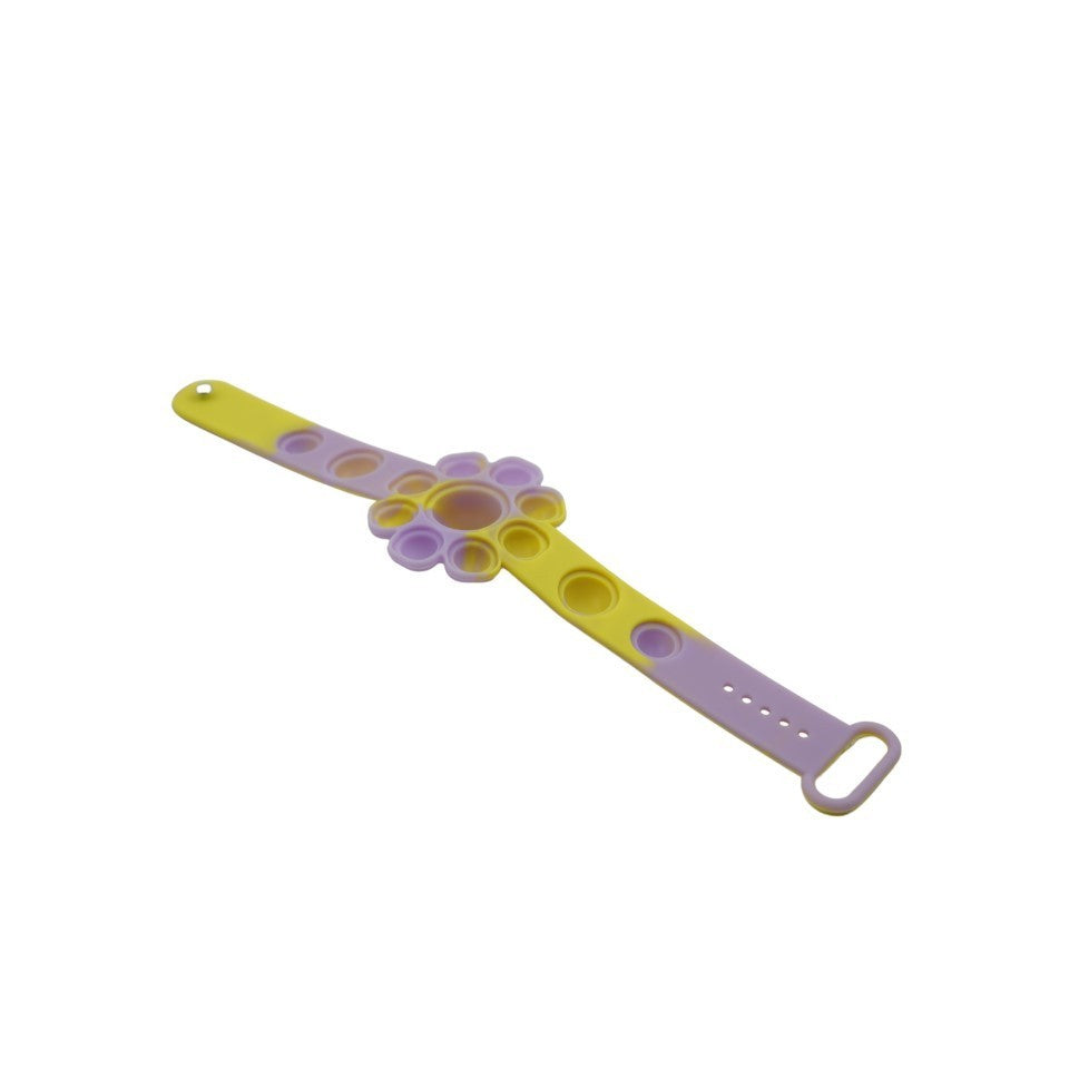 Bratara Antistres Caracatita Reversibila, Jucarie Pop-It, Silicon, Multicolor Galben