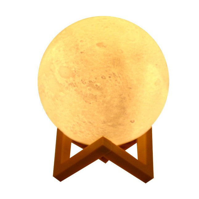 Lampa de Veghe in Forma de Luna, Lumina LED Alb Cald, Senzor Tactil, Suport Plastic, Diametru 15 cm, Alimentare cu Baterii