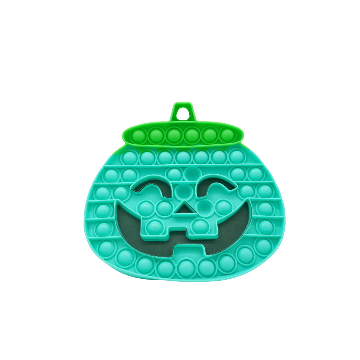 Jucarie Antistres Pop It Now and Flip It, Model Dovleac Halloween, Silicon Flexibil, Turcoaz, 20 cm