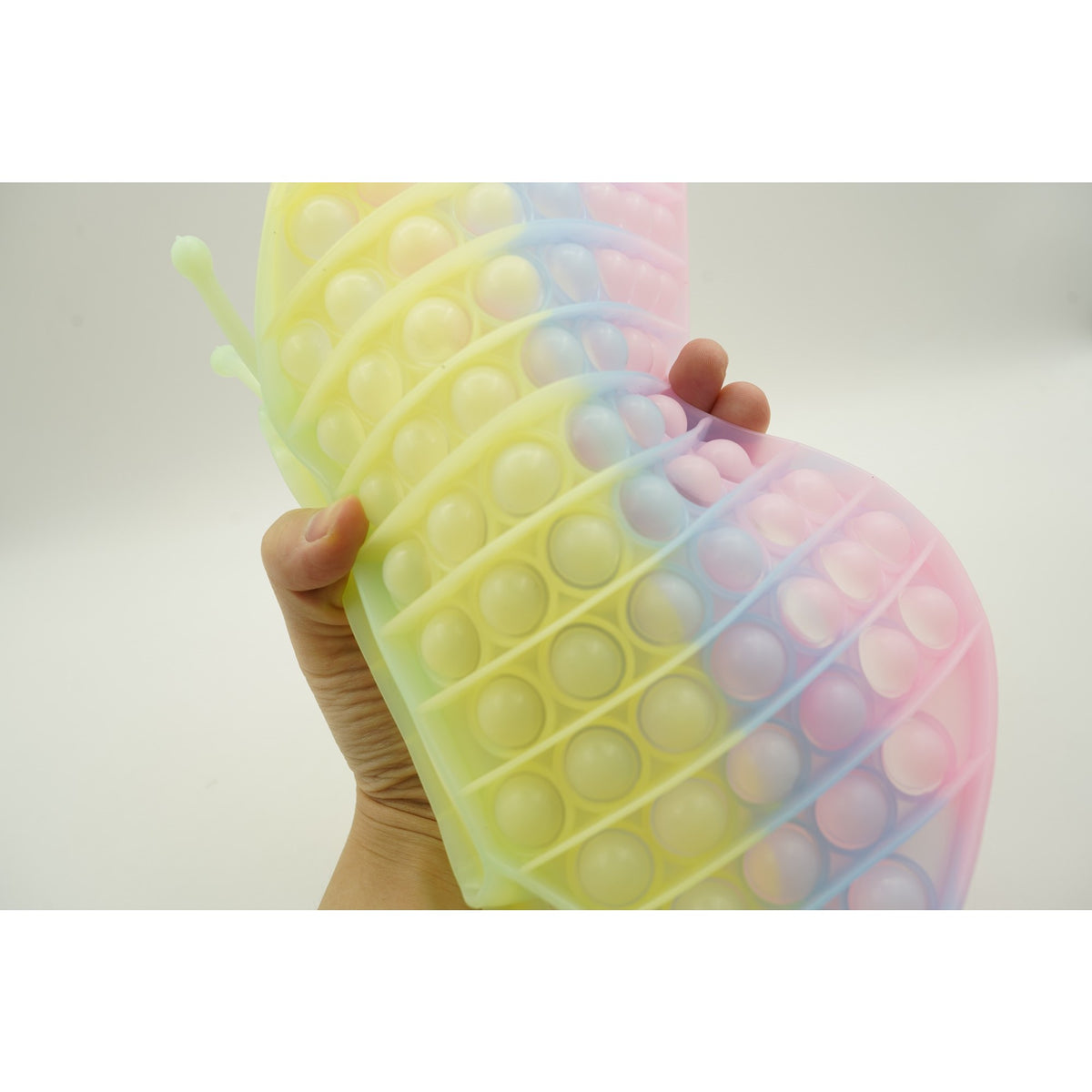 Jucarie Antistres Pop It Now and Flip It, Model Fluture Gigant, Silicon Fosforescent, Multicolor, 30 cm