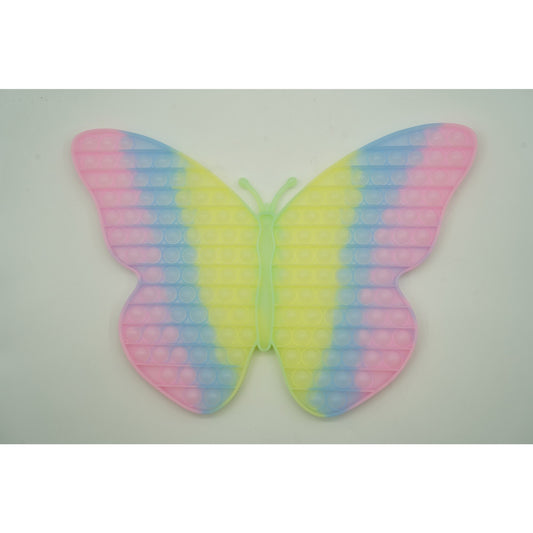 Jucarie Antistres Pop It Now and Flip It, Model Fluture Gigant, Silicon Fosforescent, Multicolor, 30 cm