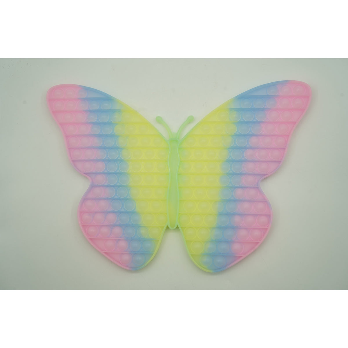 Jucarie Antistres Pop It Now and Flip It, Model Fluture Gigant, Silicon Fosforescent, Multicolor, 30 cm