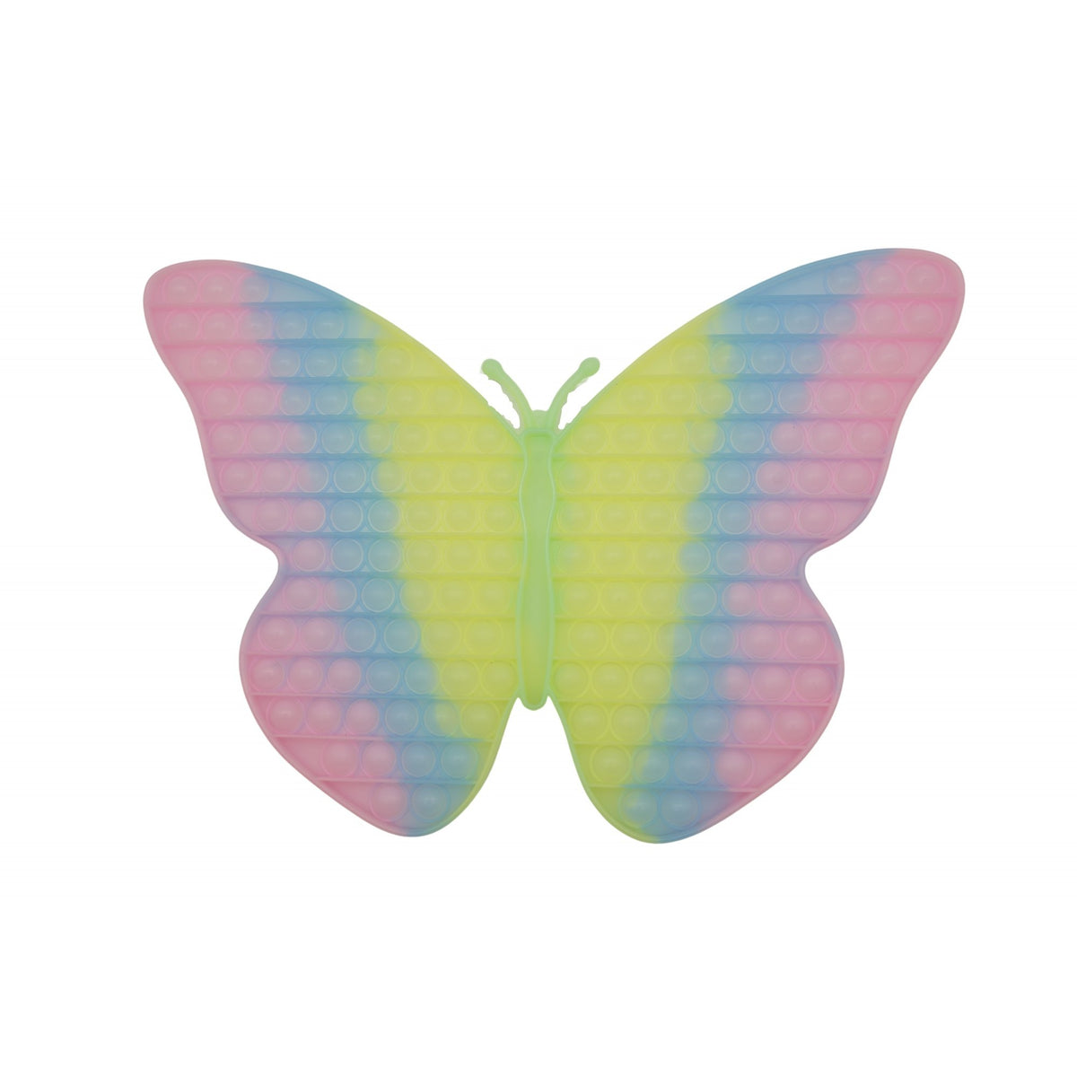 Jucarie Antistres Pop It Now and Flip It, Model Fluture Gigant, Silicon Fosforescent, Multicolor, 30 cm
