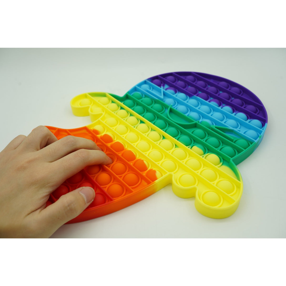 Jucarie Antistres Pop It Now and Flip It, Model Fantoma Gigant, Silicon Flexibil, Multicolor, 30x24 cm