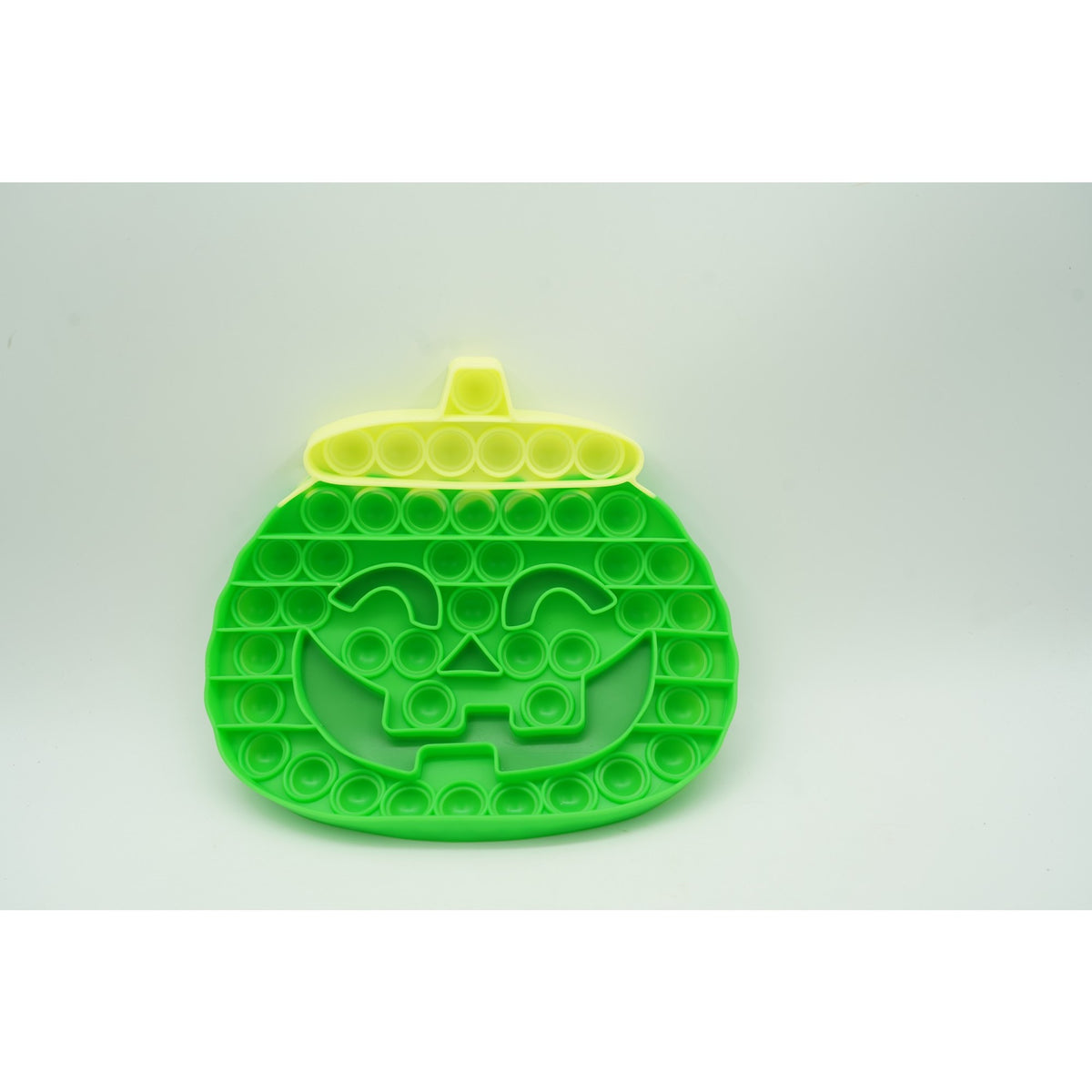 Jucarie Antistres Pop It Now and Flip It, Model Dovleac Halloween, Silicon Flexibil, Reutilizabila, 20 cm, Verde