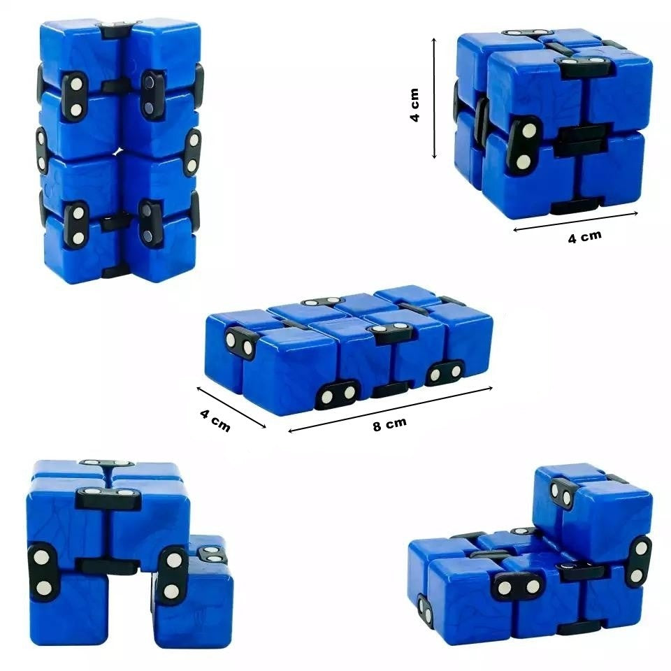 Cub Antistres Infinity Magic Cube, Fidget Toy, Plastic, Albastru, 4x4x4 cm