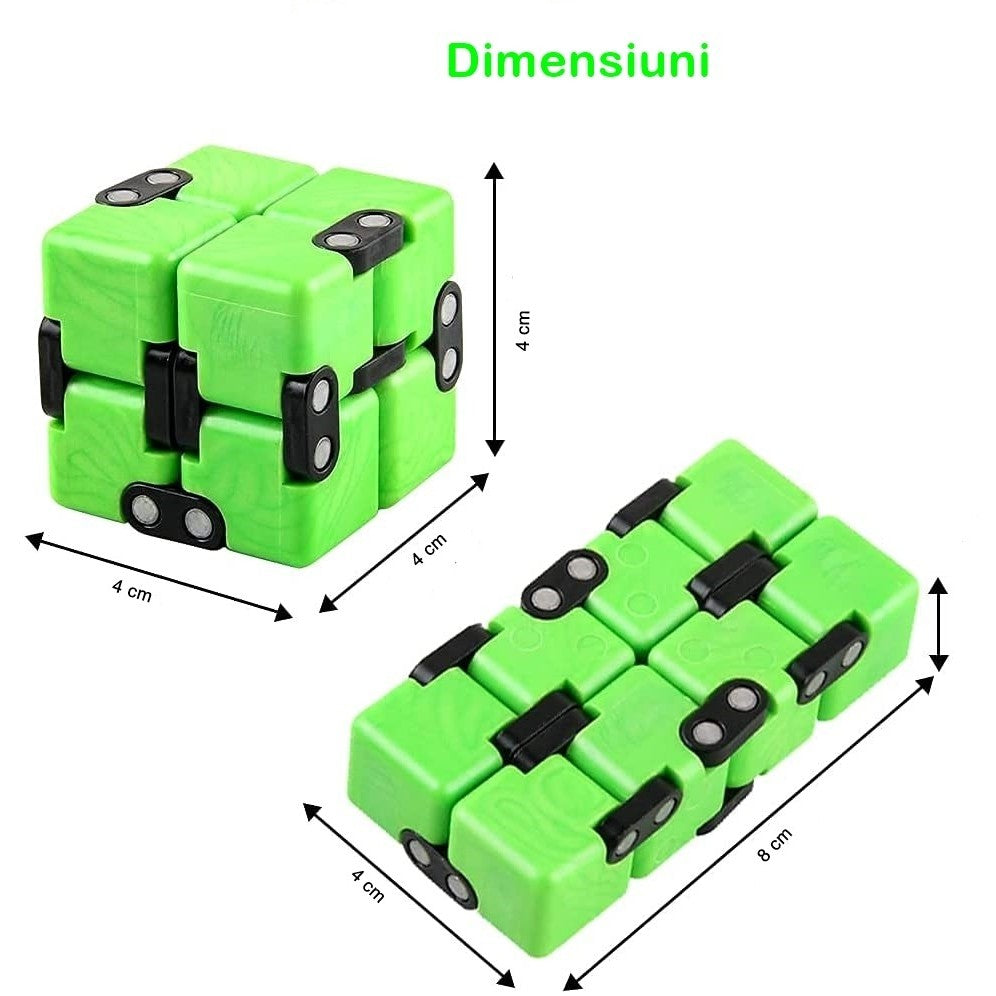 Cub Antistres Infinity Magic Cube, Fidget Toy, Plastic, Verde, 4x4x4 cm