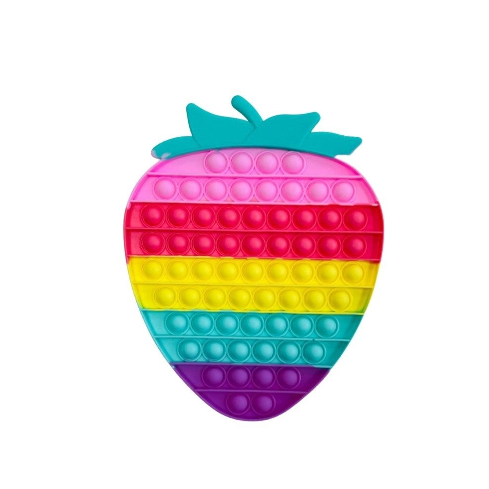 Jucarie Antistres Pop It Now And Flip It, Senzoriala Pentru Copii Si Adulti, Silicon, Forma Capsuna Mare, Multicolor