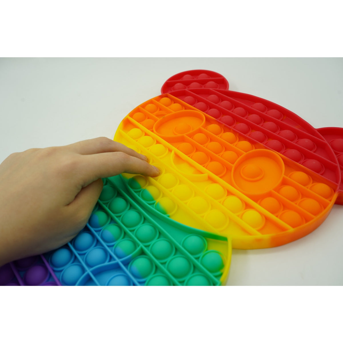 Jucarie Antistres Pop It Now & Flip It, Ursulet Mare, Senzoriala si Educativa, Silicon Moale, Impermeabila, Multicolor, +3 Ani