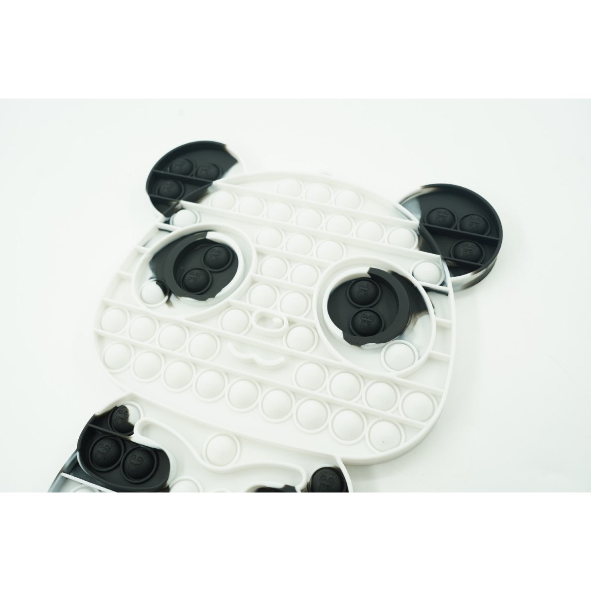 Jucarie Antistres Pop It Now and Flip It, Model Ursulet Panda, Silicon Flexibil, Alb/Negru