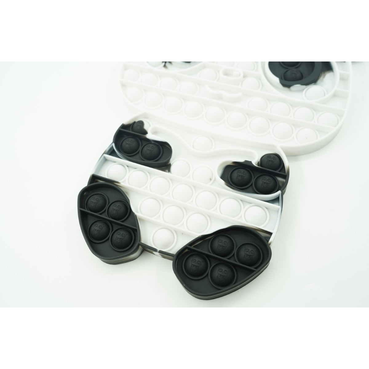 Jucarie Antistres Pop It Now and Flip It, Model Ursulet Panda, Silicon Flexibil, Alb/Negru