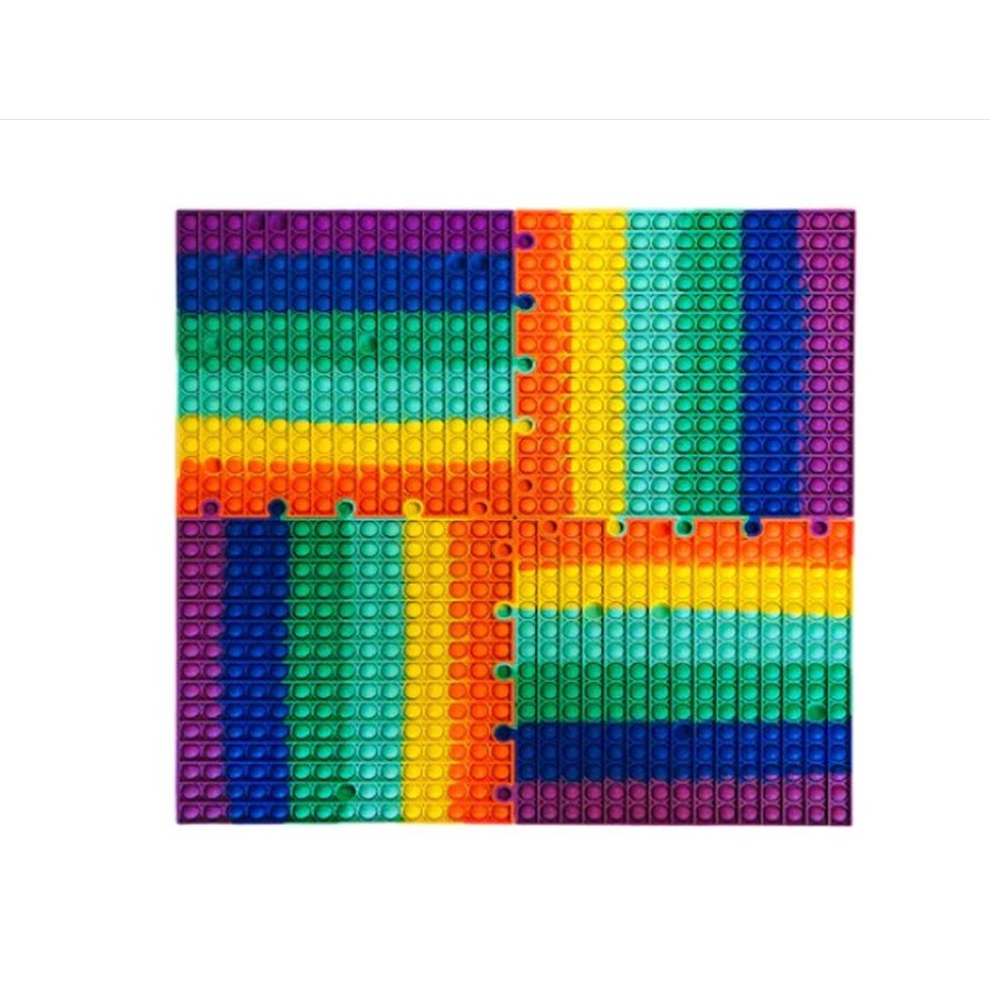 Jucarie Antistres Pop It Now and Flip It, Piesa Puzzle Gigant Patrat, Senzoriala si Educativa, Silicon Moale, 30 cm, Multicolor