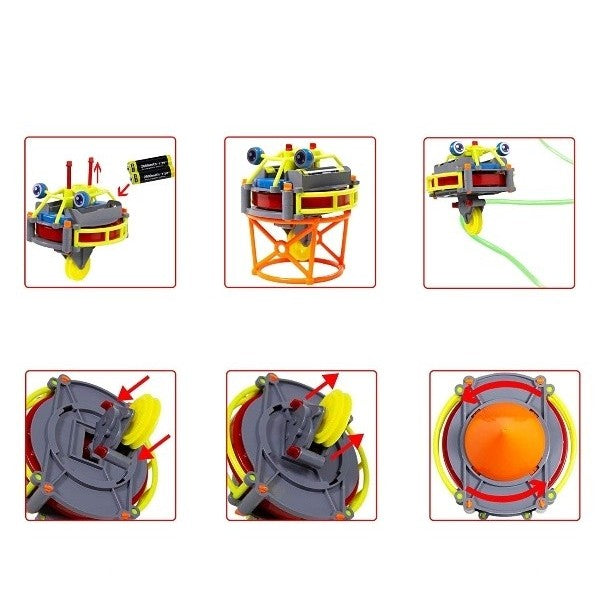 Jucarie Circuit Monociclu Anti-Gravitatie, Broscuta Interactiva cu Giroscop Luminos, Plastic, Galben
