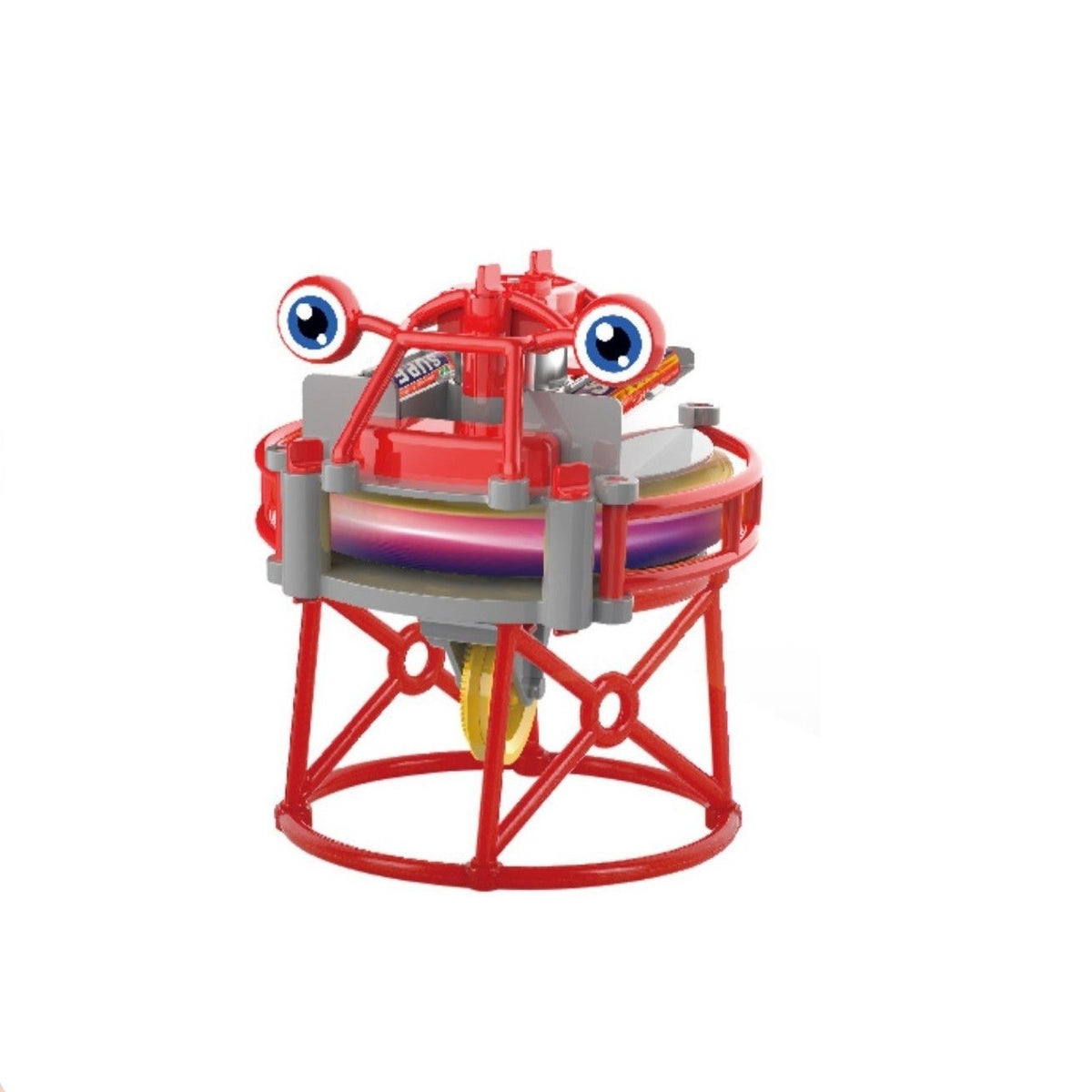 Jucarie Circuit Monociclu Anti-Gravitatie, Broscuta Interactiva cu Giroscop Luminos, Plastic, Rosu