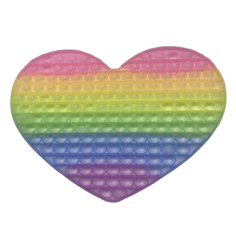 Jucarie Antistres Pop It, Inima Uriasa Fosforescenta, Silicon Senzorial, Multicolor, Model 4