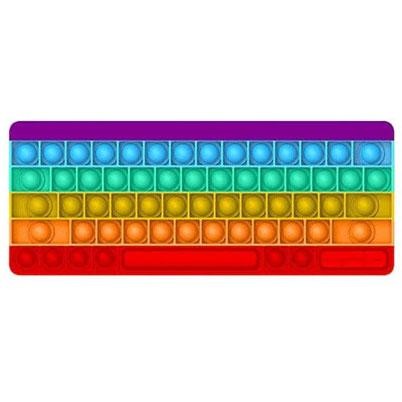 Jucarie Antistres Pop It, Forma Tastatura, Senzoriala Si Relaxanta, Silicon Moale, Multicolor Curcubeu