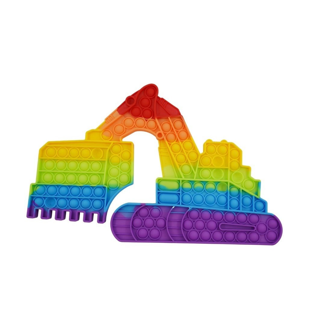 Jucarie Antistres Pop It Now and Flip It, Model Excavator, Silicon Flexibil, Design Reversibil, Multicolor, 1 Bucata