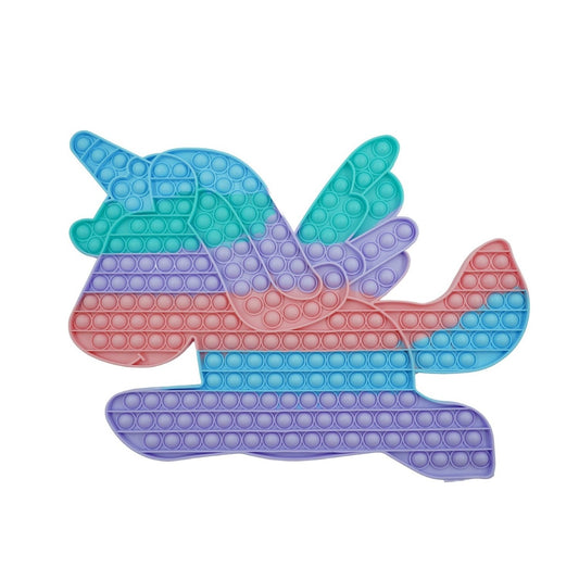 Jucarie Antistres Pop It Now and Flip It, Senzoriala cu Bule, Silicon, Model Unicorn Curcubeu, Multicolor