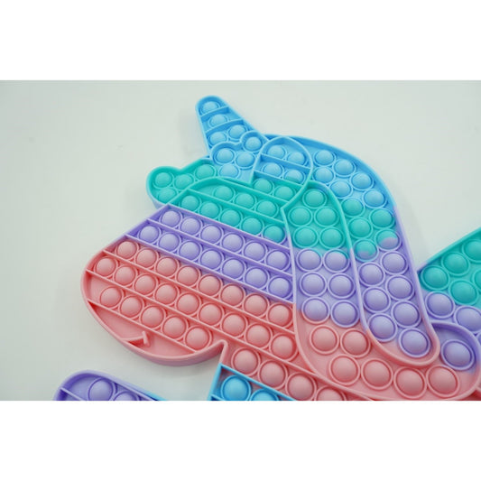 Jucarie Antistres Pop It Now and Flip It, Senzoriala cu Bule, Silicon, Model Unicorn Curcubeu, Multicolor