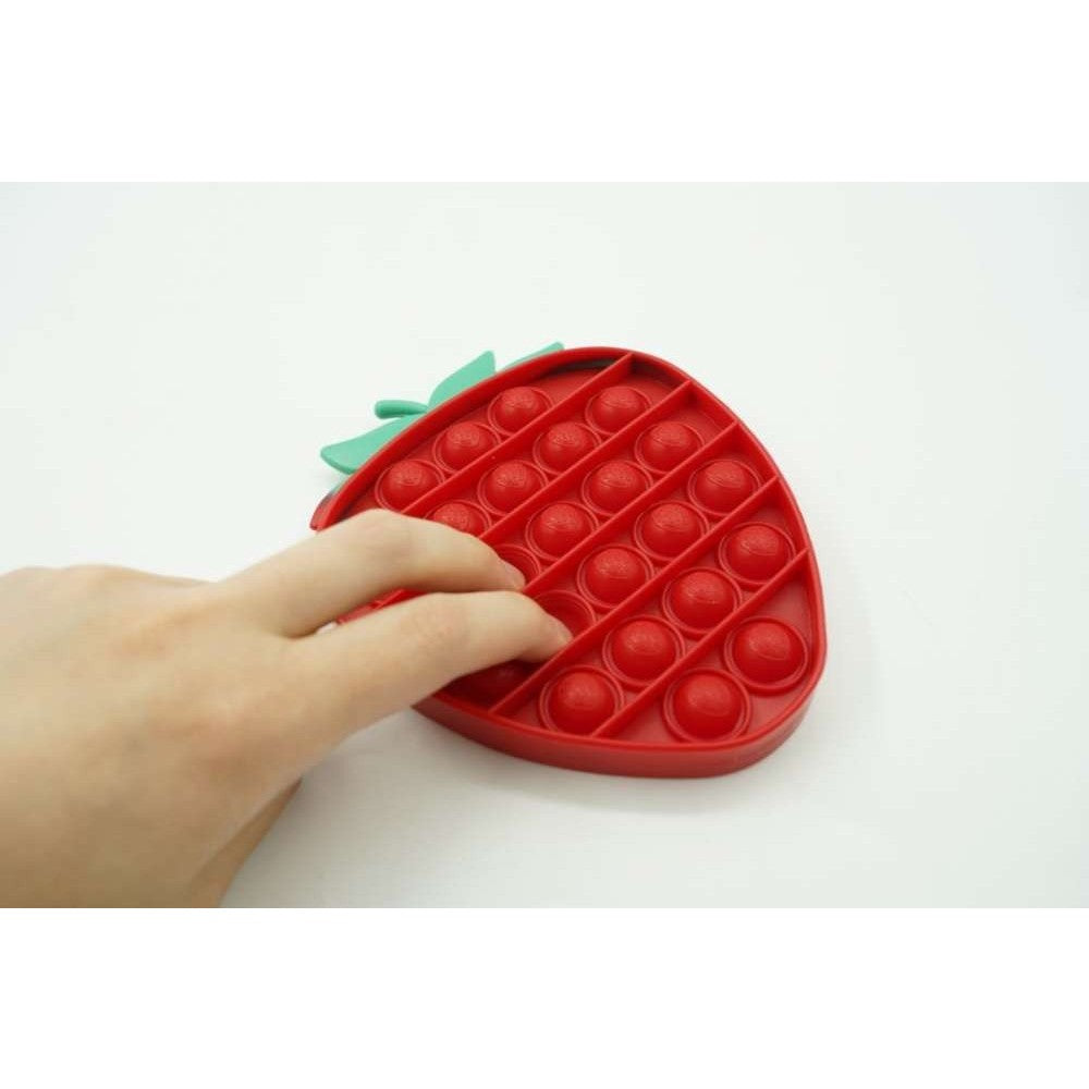 Jucarie Antistres Pop It And Flip It, Senzoriala Reversibila, Silicon, Forma Capsuna, Rosu