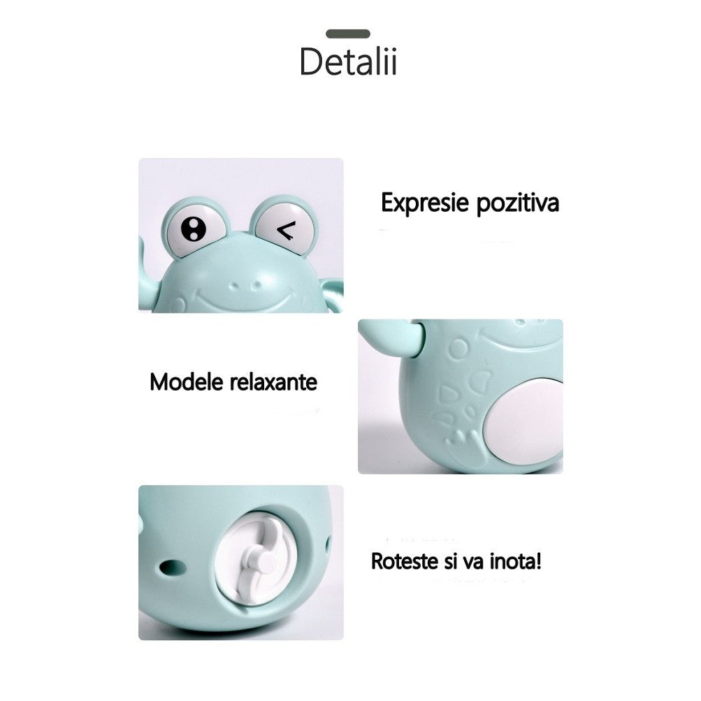 Jucarie De Baie Pentru Copii, Broscuta Cu Brate Rotative, Plastic, Bleu