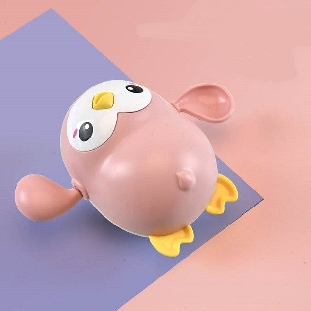 Jucarie De Baie Pinguin Inotator, Mecanism De Rotire, Material ABS, Roz