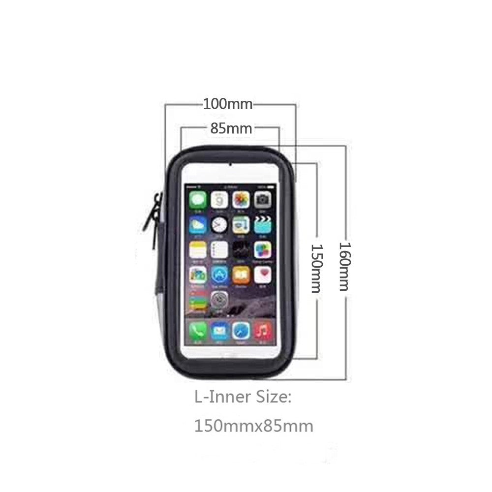 Suport Telefon Bicicleta si Motocicleta, Husa Impermeabila IPX4 cu Touchscreen Sensibil si Rotire 360 Grade, Protectie Socuri din Material EVA, Negru, Marime L, Max 5.5 Inch