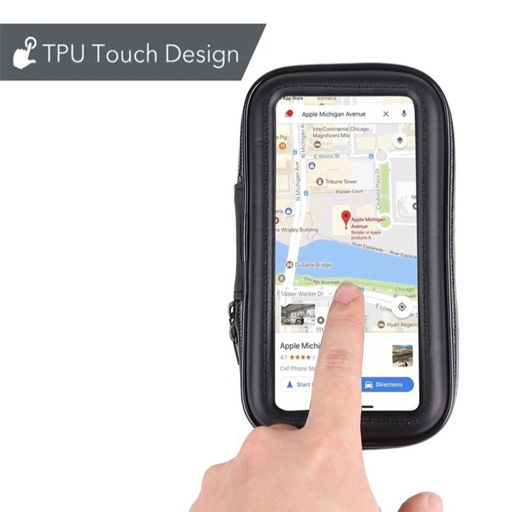 Suport Telefon Bicicleta si Motocicleta, Husa Impermeabila IPX4 cu Touchscreen Sensibil si Rotire 360 Grade, Protectie Socuri din Material EVA, Negru, Marime L, Max 5.5 Inch