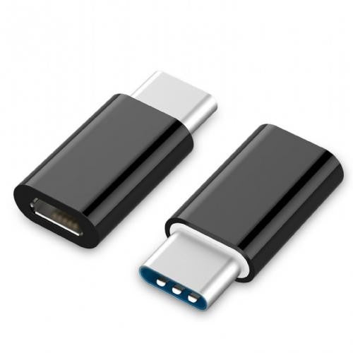 Adaptor Micro USB Mama la USB Type-C Tata, Transfer Date 10Gbps, Incarcare Rapida 3A, Carcasa Metalica cu Agatatoare Breloc, Negru