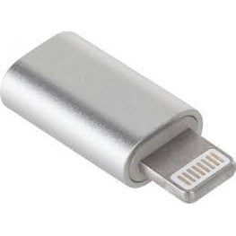 Adaptor Lightning Tata la USB-C Mama, Convertor Date si Incarcare iPhone, Carcasa Metalica cu Agatatoare Breloc, Argintiu
