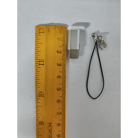 Adaptor Micro USB Mama la USB Tip-C Tata, Conector OTG cu Agatatoare Breloc, Aluminiu, Argintiu